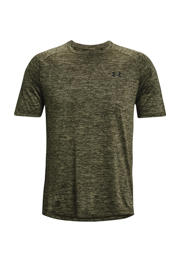 thumbnail: Groen en blauwe heren Under Armour sportshirt Tech 2.0 melange van polyester met korte mouwen en ronde hals