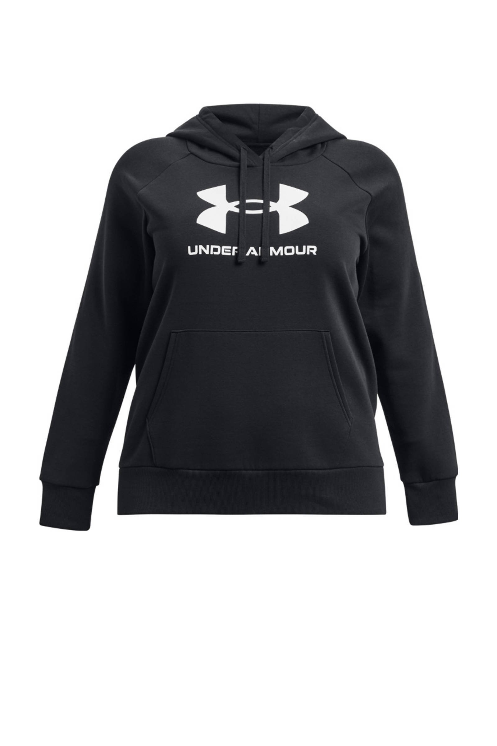 Under Armour Plus Size sporthoodie Rival Fleece zwart wit wehkamp