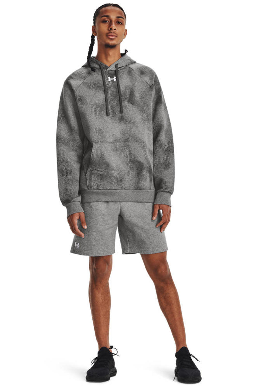Under Armour sweatshort Rival grijs melange