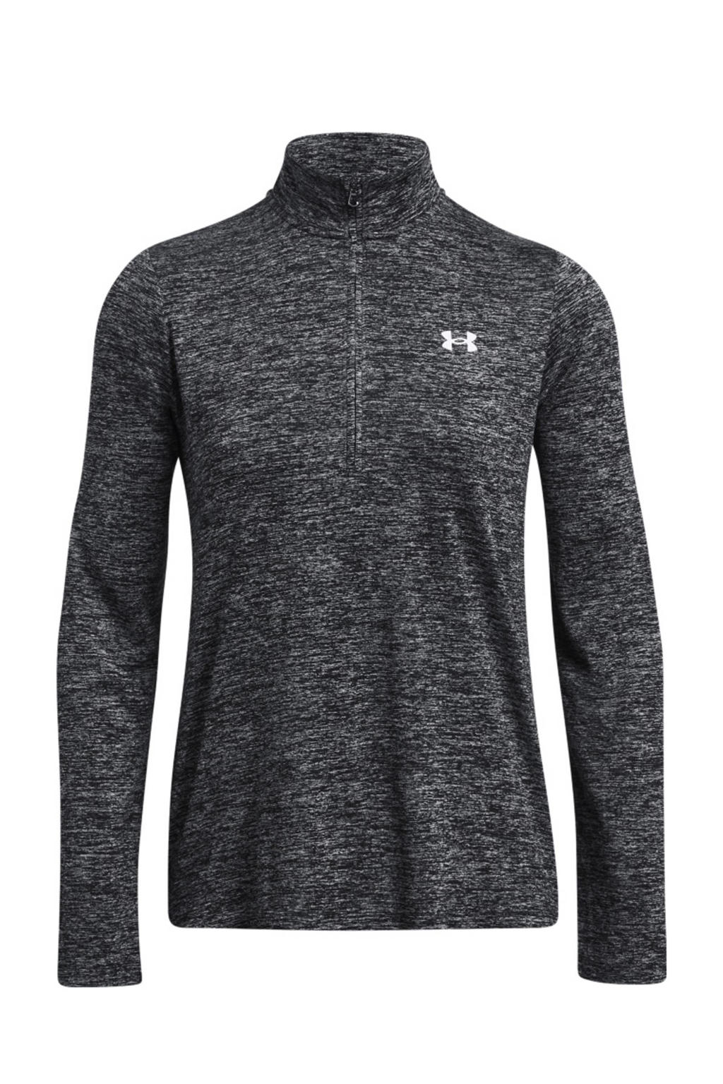 Zwart en witte dames Under Armour sportsweater Tech van polyester met melée print en lange mouwen