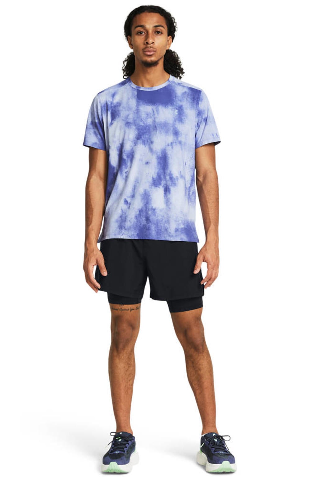 heren Under Armour sportshort Launch 2-in-1 van polyester met regular waist, elastische tailleband met koord en logo dessin