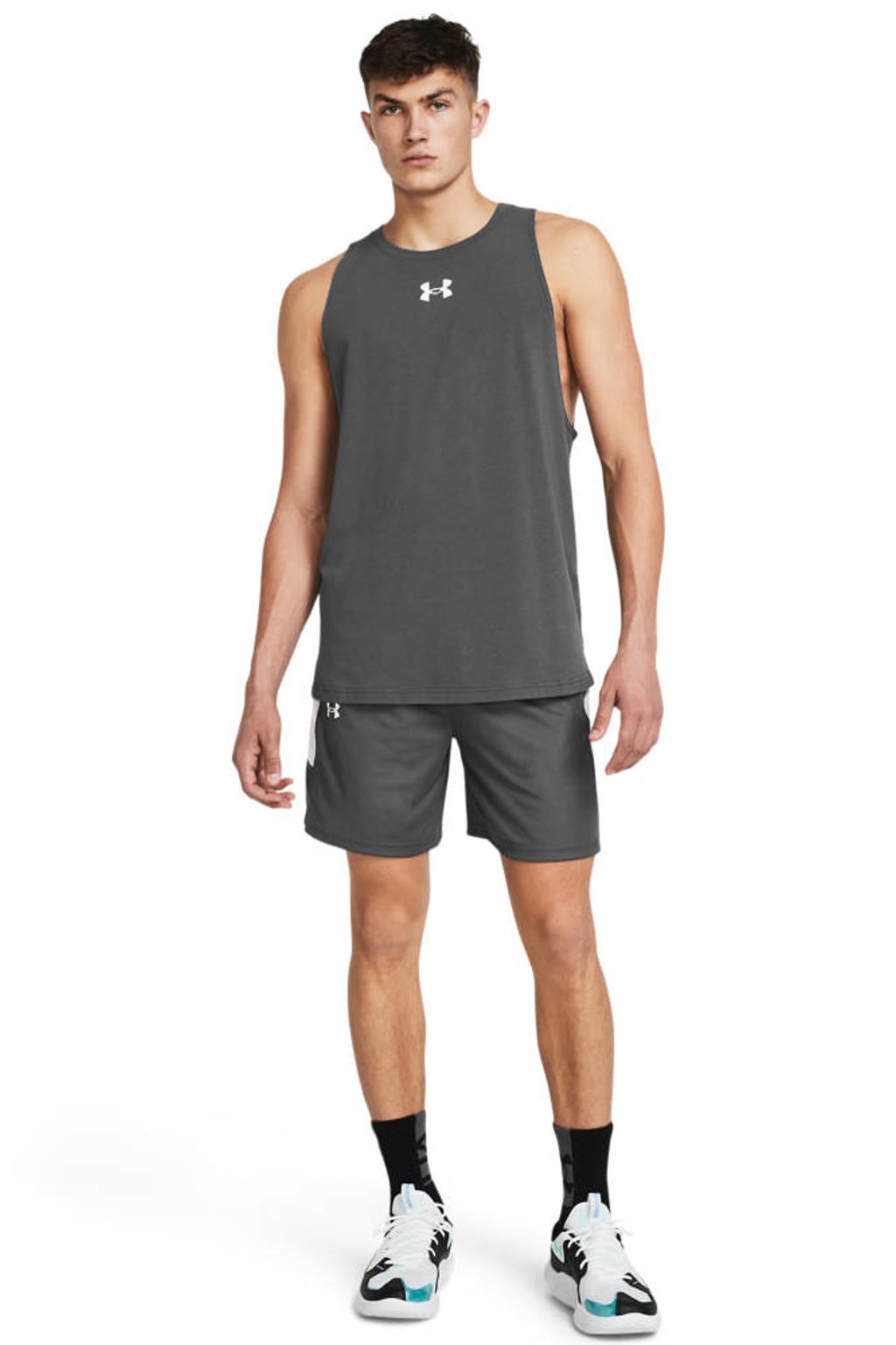 Under Armour sportshort Baseline grijs/wit