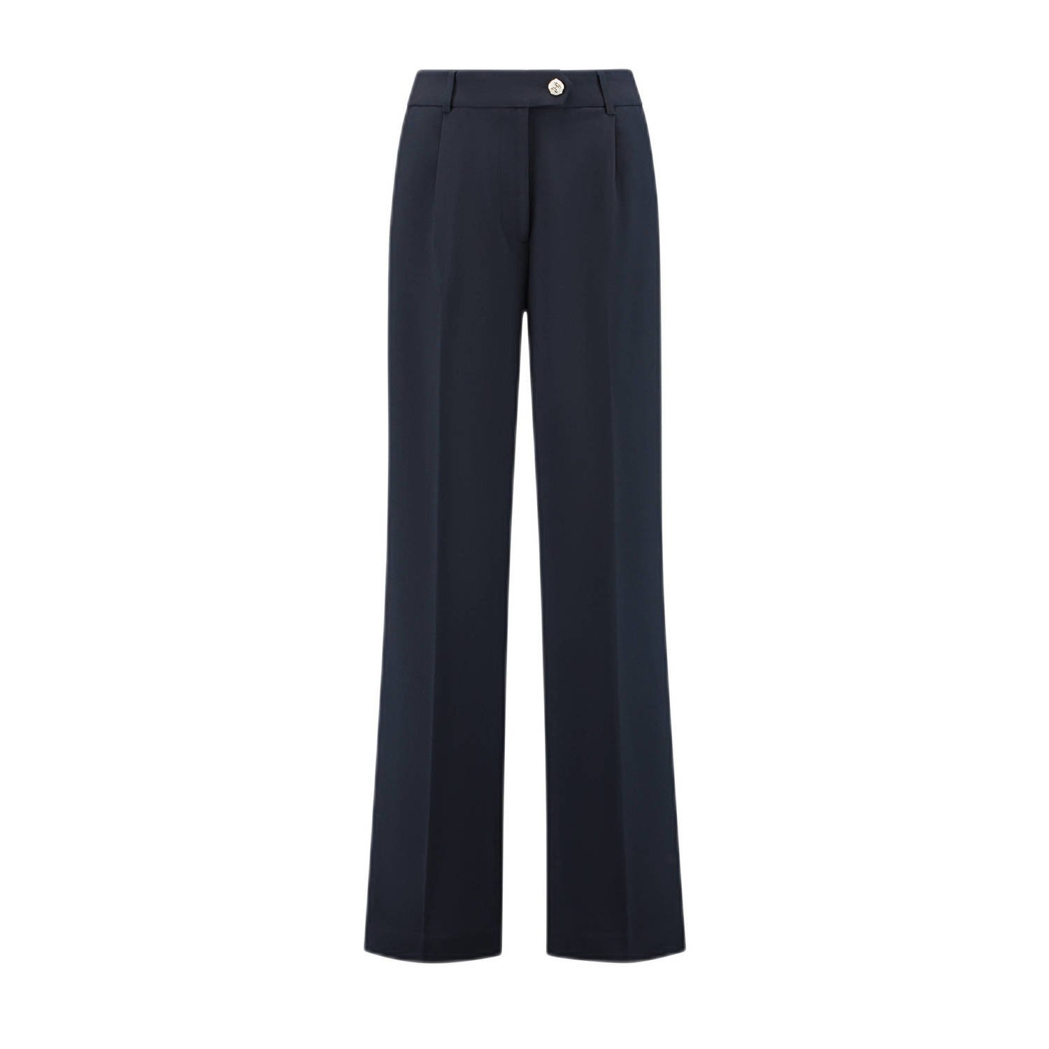 Fifth House high waist straight fit broek donkerblauw