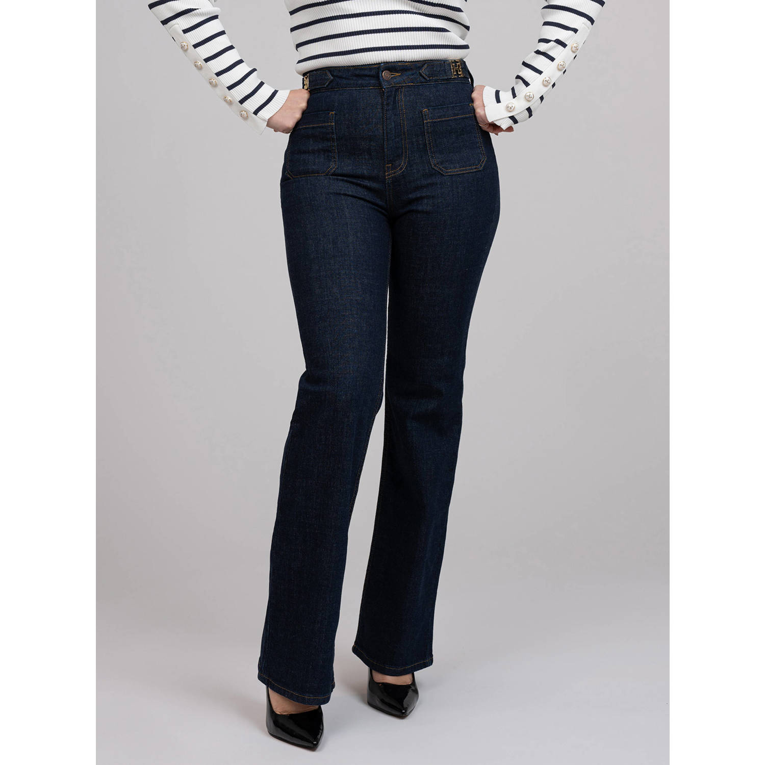 Fifth House high waist flared jeans dark blue denim