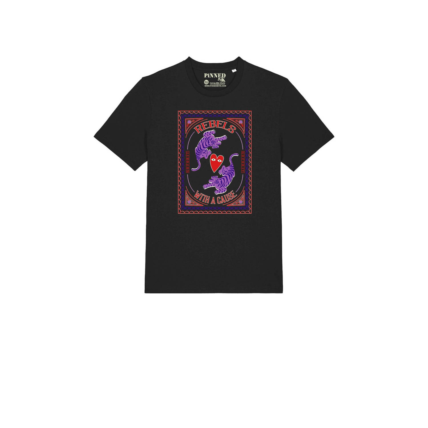 Pinned by K Curve T-shirt Rebels met printopdruk zwart