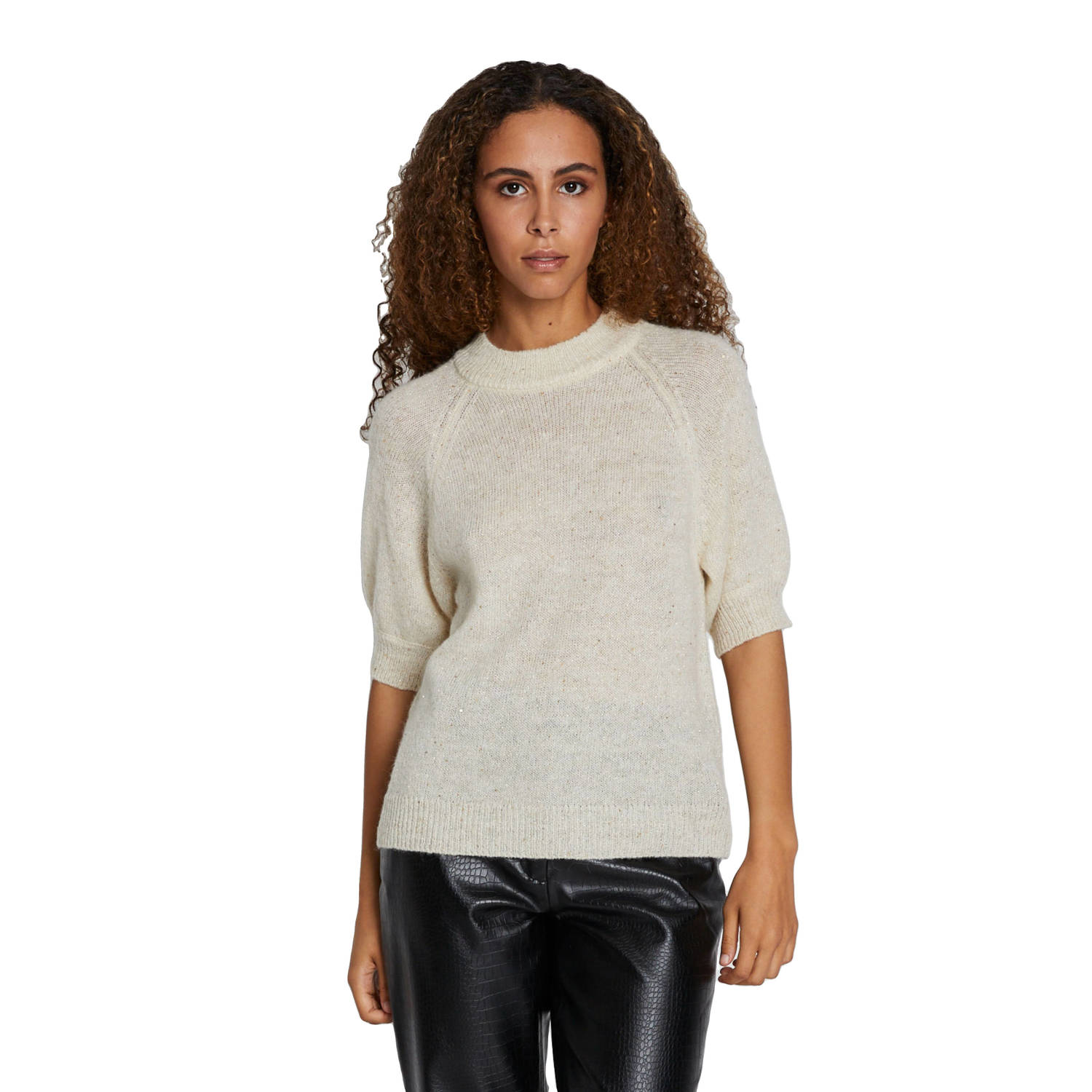 Bruuns Bazaar Alchemillabbhalias Gebreide Trui Wit Room Goud Yellow Dames