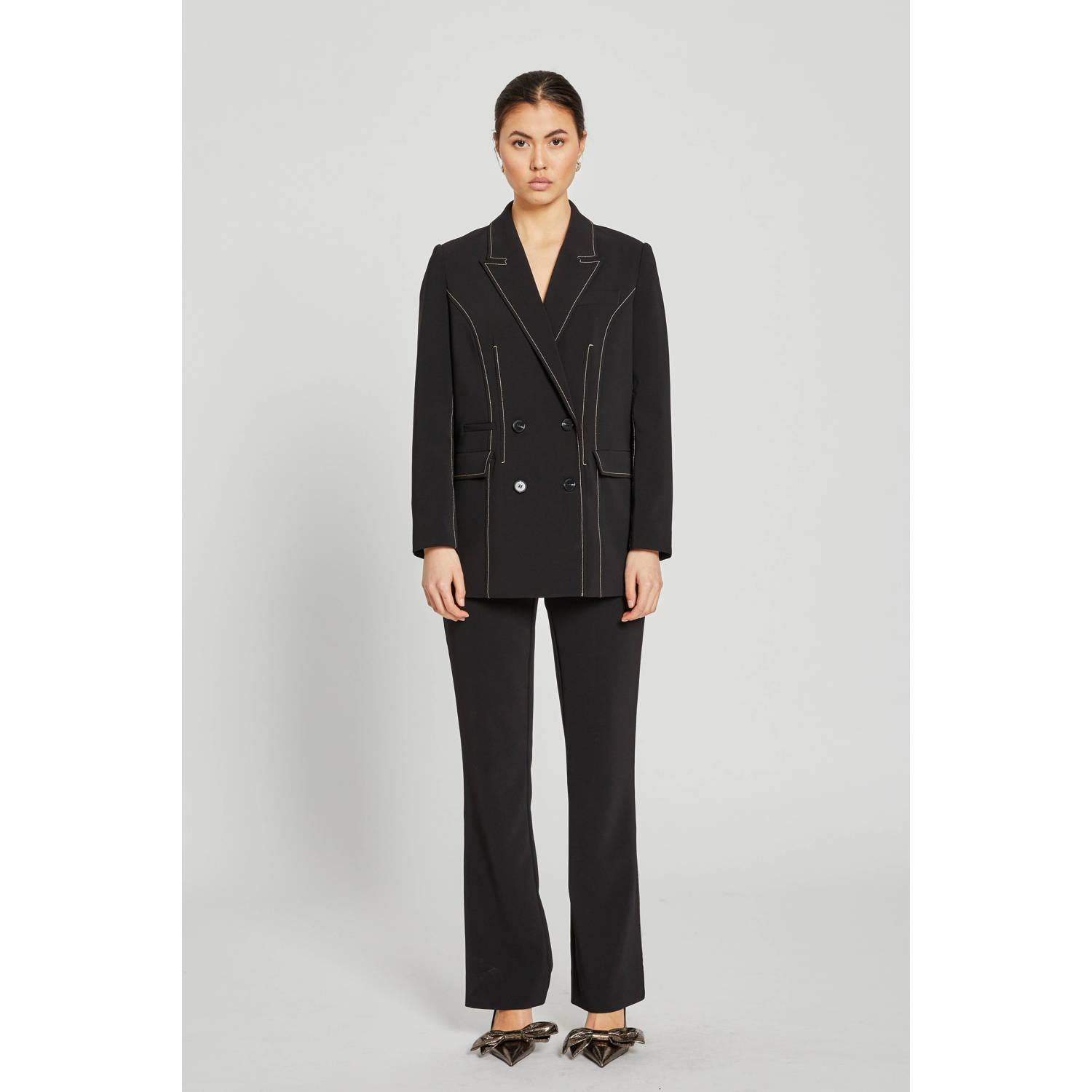 Bruuns Bazaar straight fit broek zwart