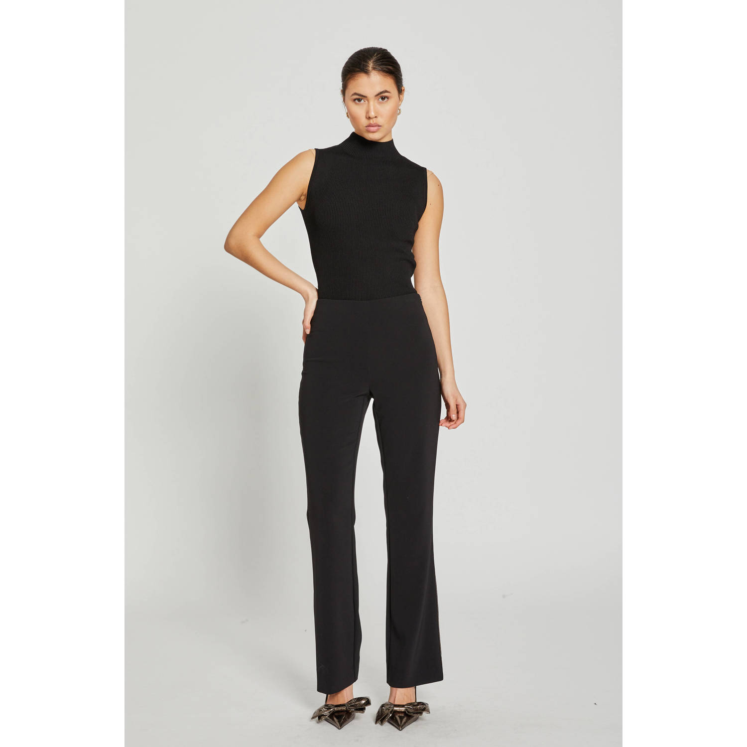 Bruuns Bazaar straight fit broek zwart