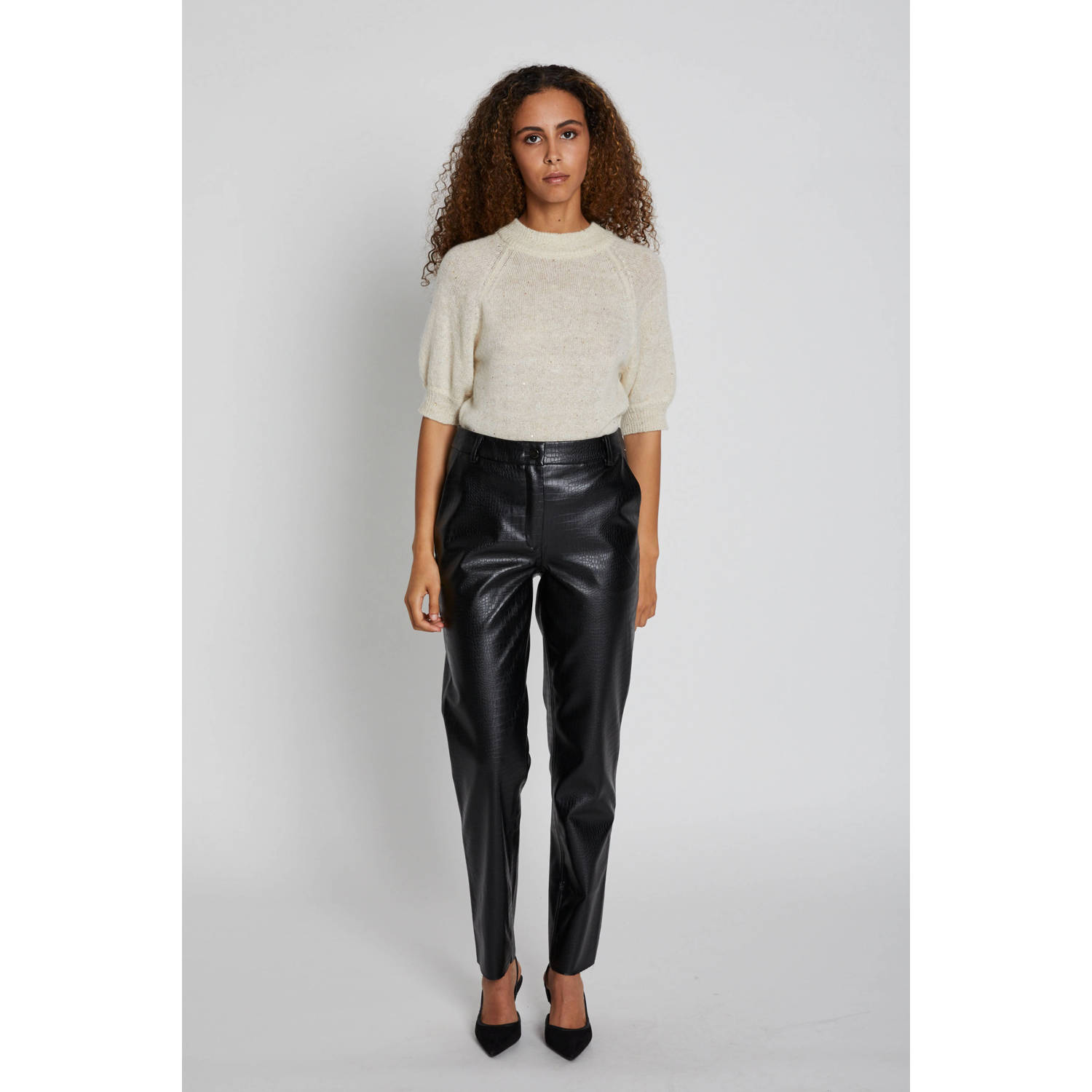 Bruuns Bazaar Crocobbdagga Vegan Leren Broek Zwart Black Dames