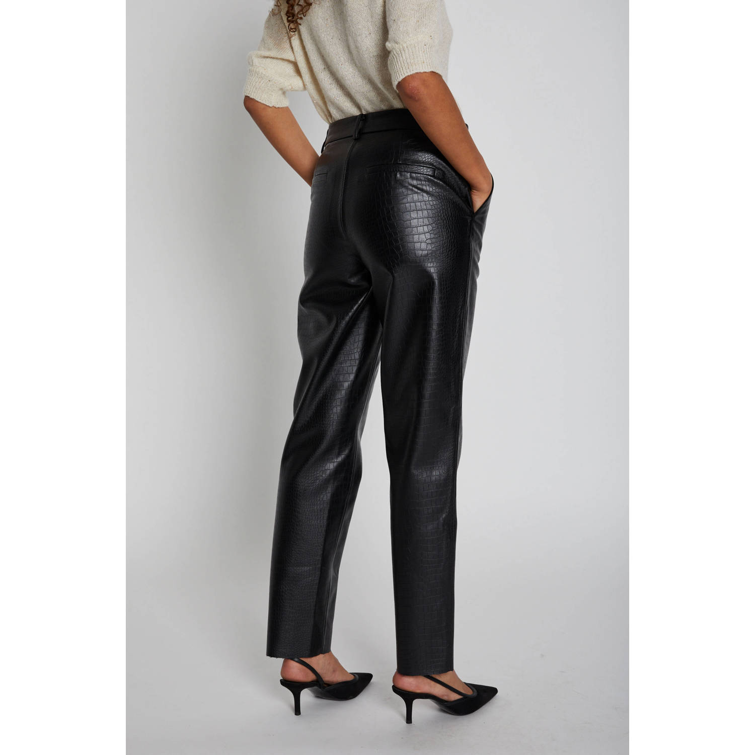 Bruuns Bazaar straight fit broek met dierenprint zwart