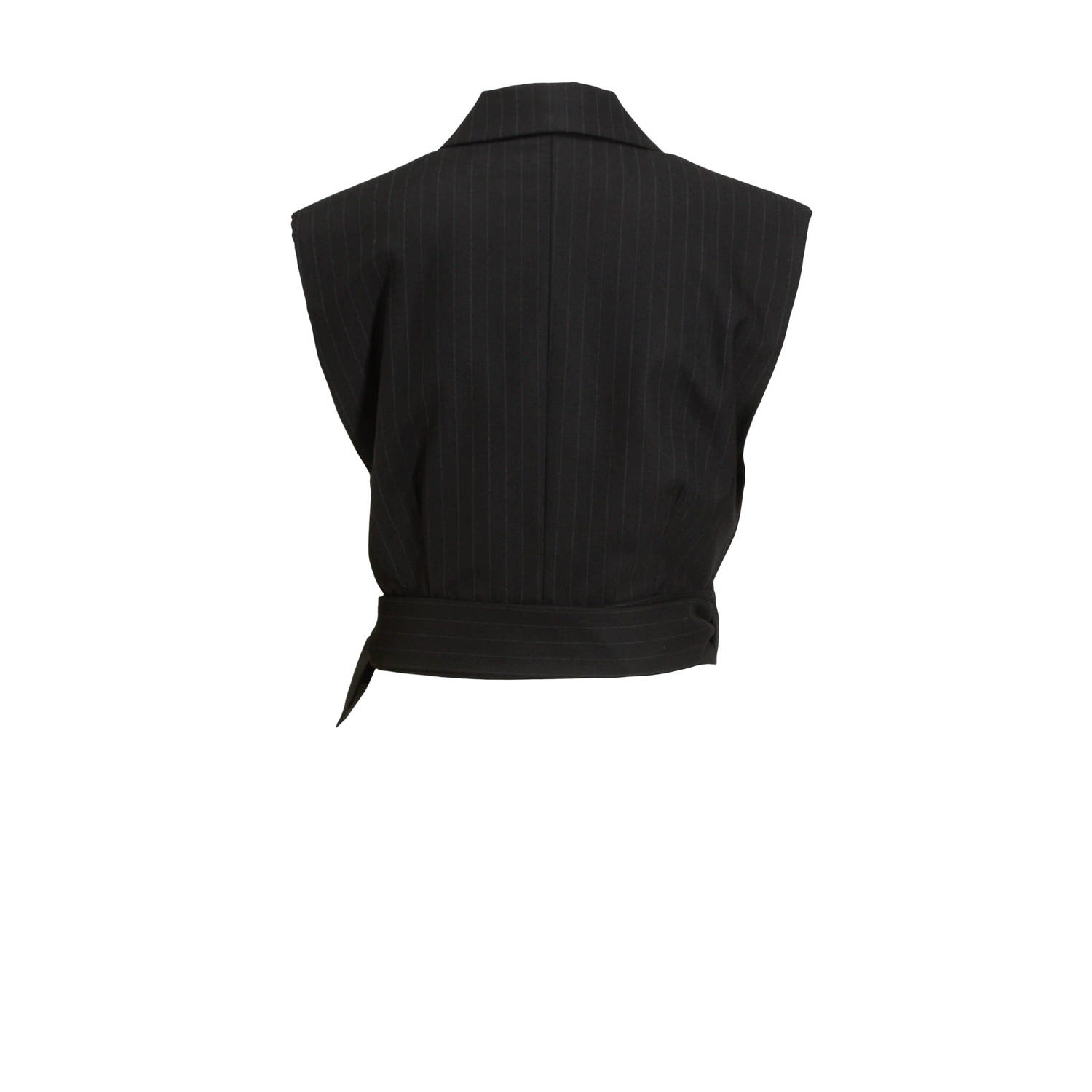 Bruuns Bazaar cropped gilet met krijtstreep zwart