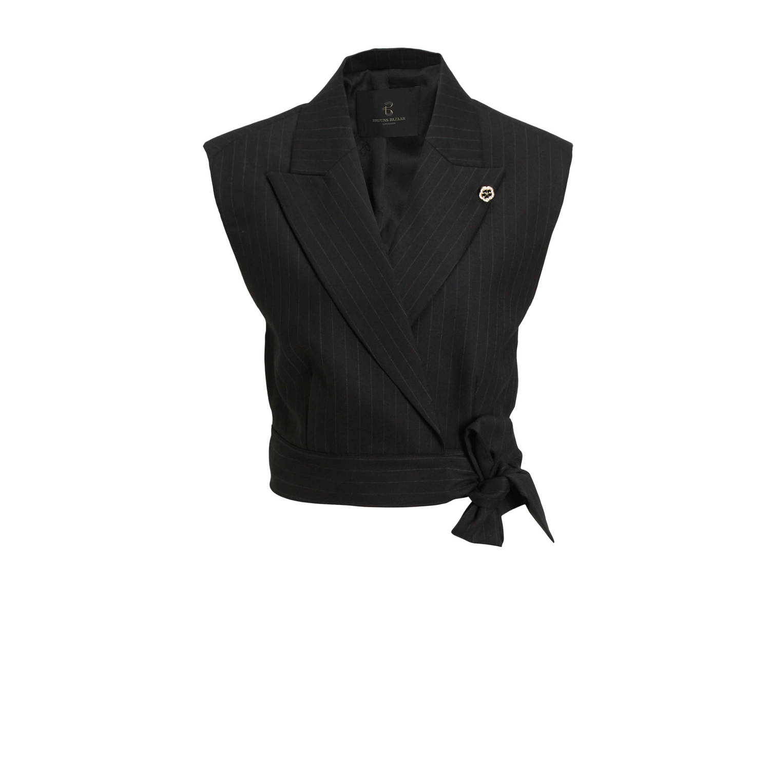 Bruuns Bazaar Elegant Pinstripe Waistcoat Blazer Black Dames