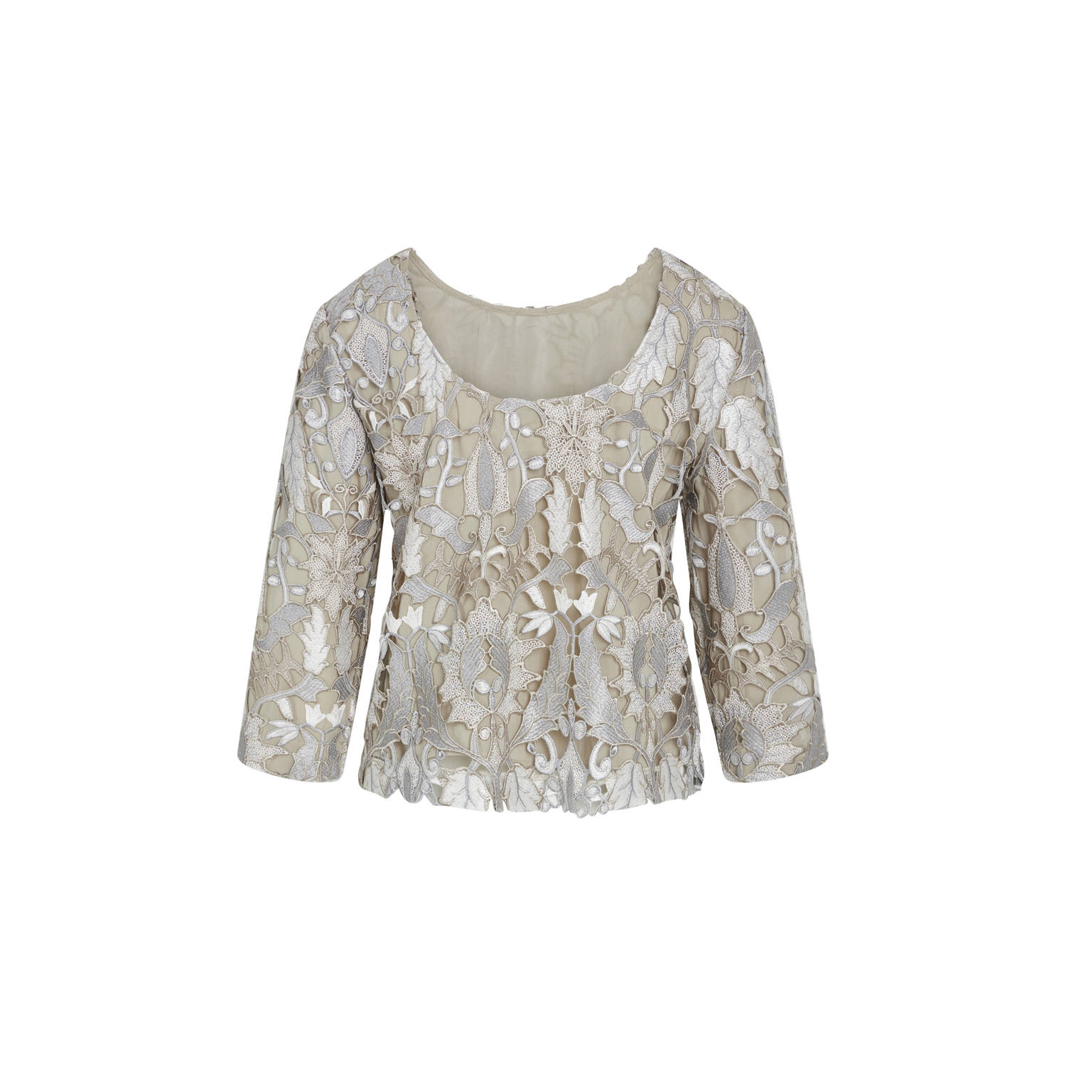 Bruuns Bazaar Elegante Zilverbeige Blouse met Borduurwerk Beige Dames