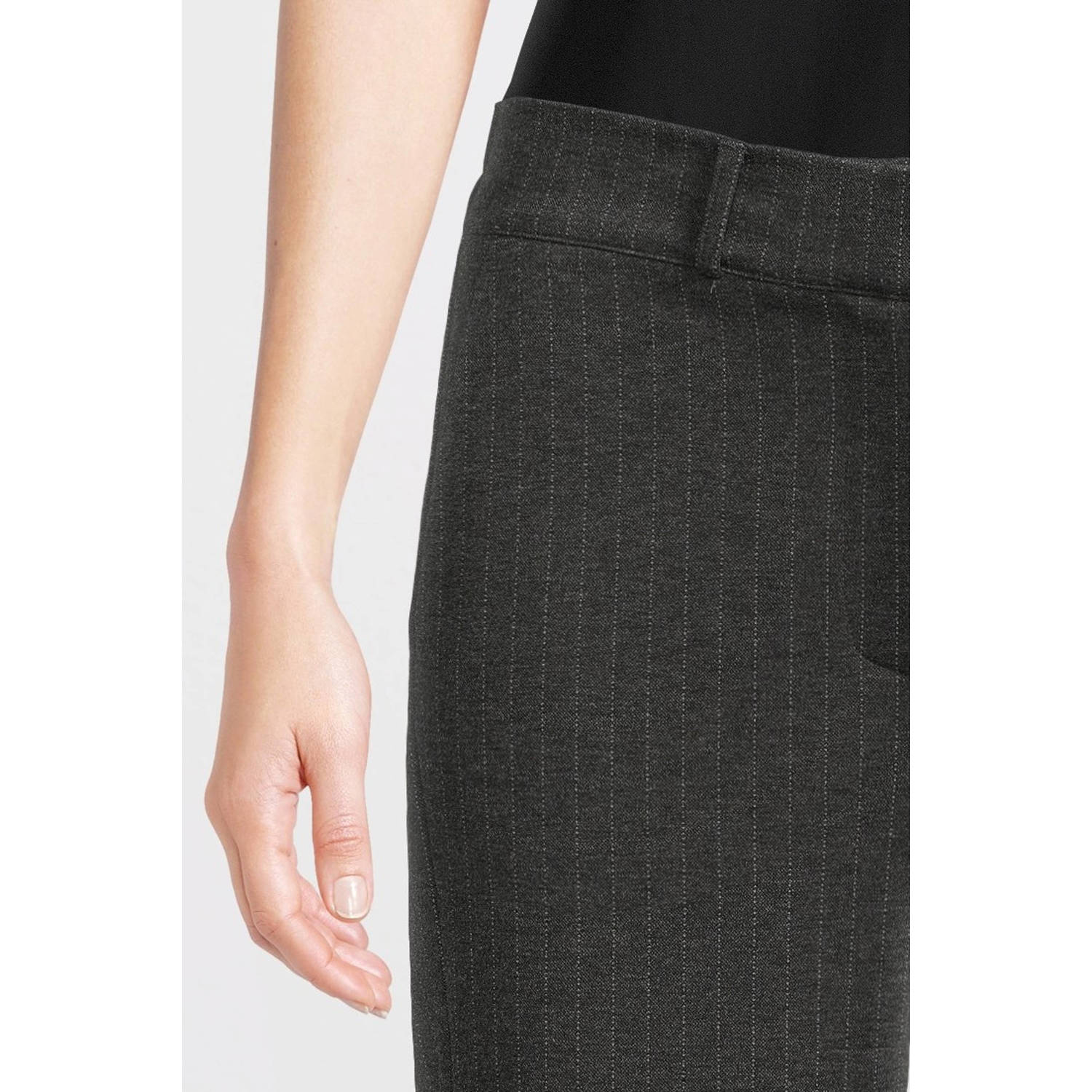 Geisha straight fit broek met krijtstreep antraciet