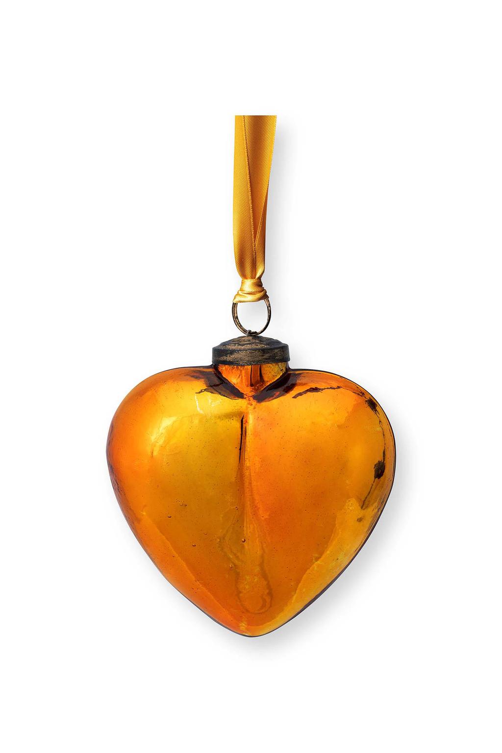 Pip Studio Kerstornament hart geel