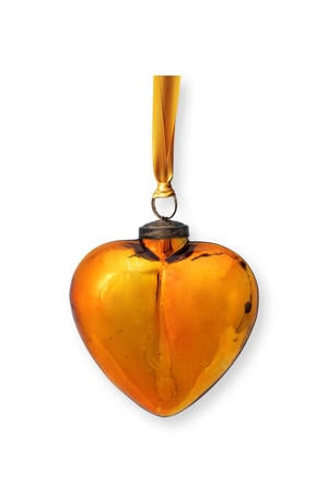Kerstornament hart geel