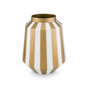 vaas metaal gestreept (wit-goud) (24x29 cm)