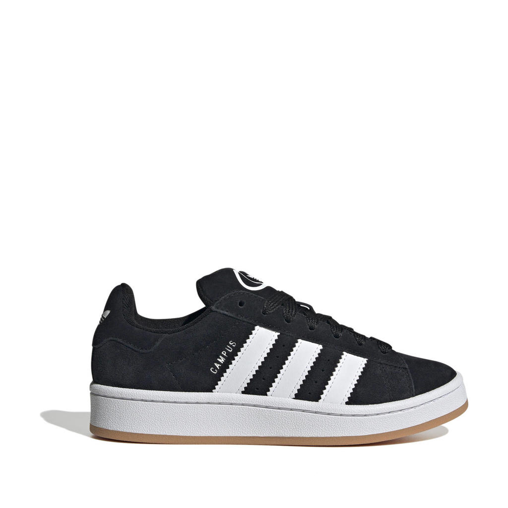 Zwart en witte jongens en meisjes adidas Originals Campus 00s suède sneakers met veters