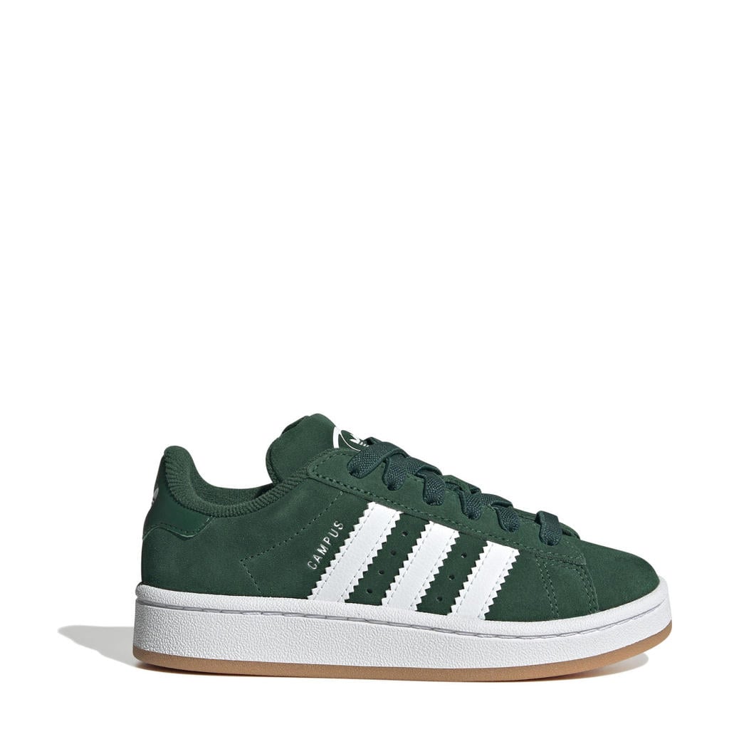Donkergroen en witte jongens en meisjes adidas Originals Campus 00s suède sneakers met veters