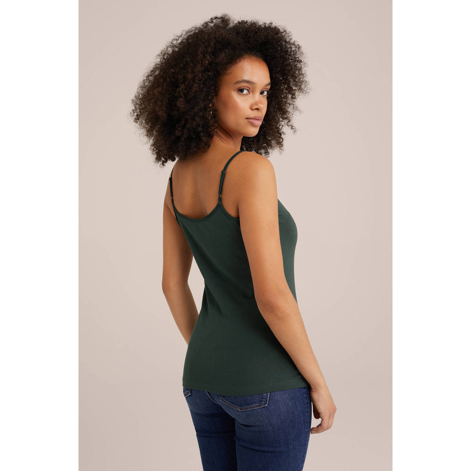 WE Fashion spaghettitop donkergroen