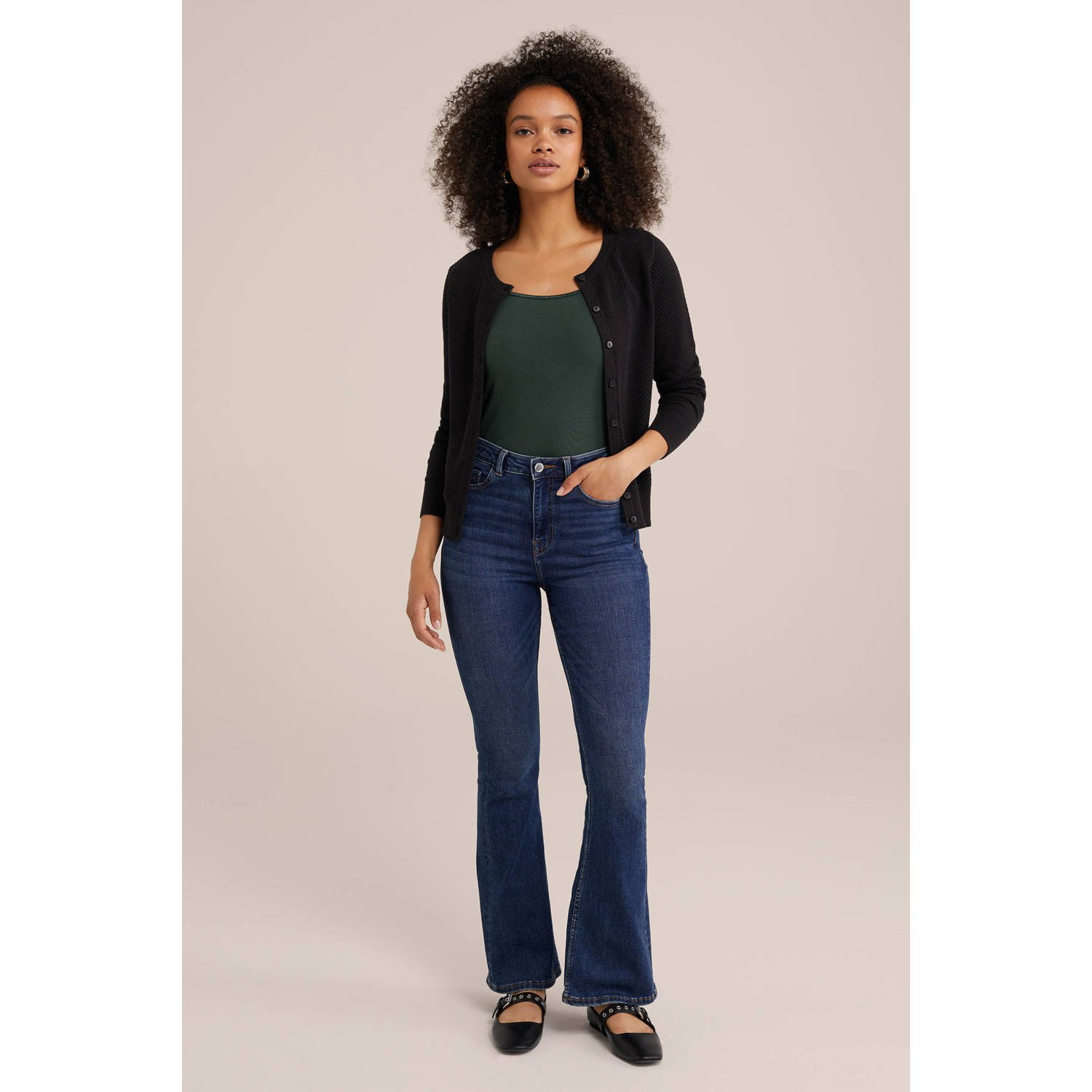 WE Fashion spaghettitop donkergroen
