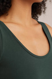 thumbnail: Groene dames WE Fashion singlet van stretchkatoen met effen en ronde hals