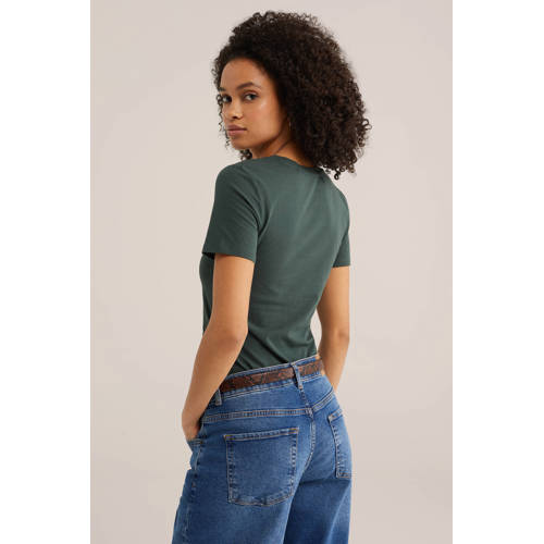 WE Fashion T-shirt donkergroen afbeelding