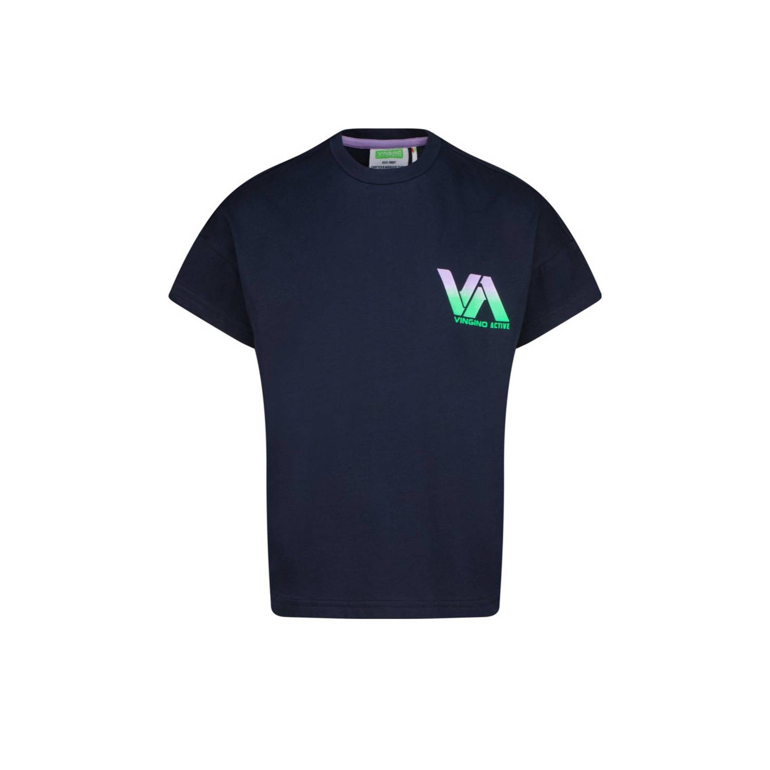 VINGINO T-shirt Hailey met printopdruk diep donkerblauw Meisjes Katoen Ronde hals 116