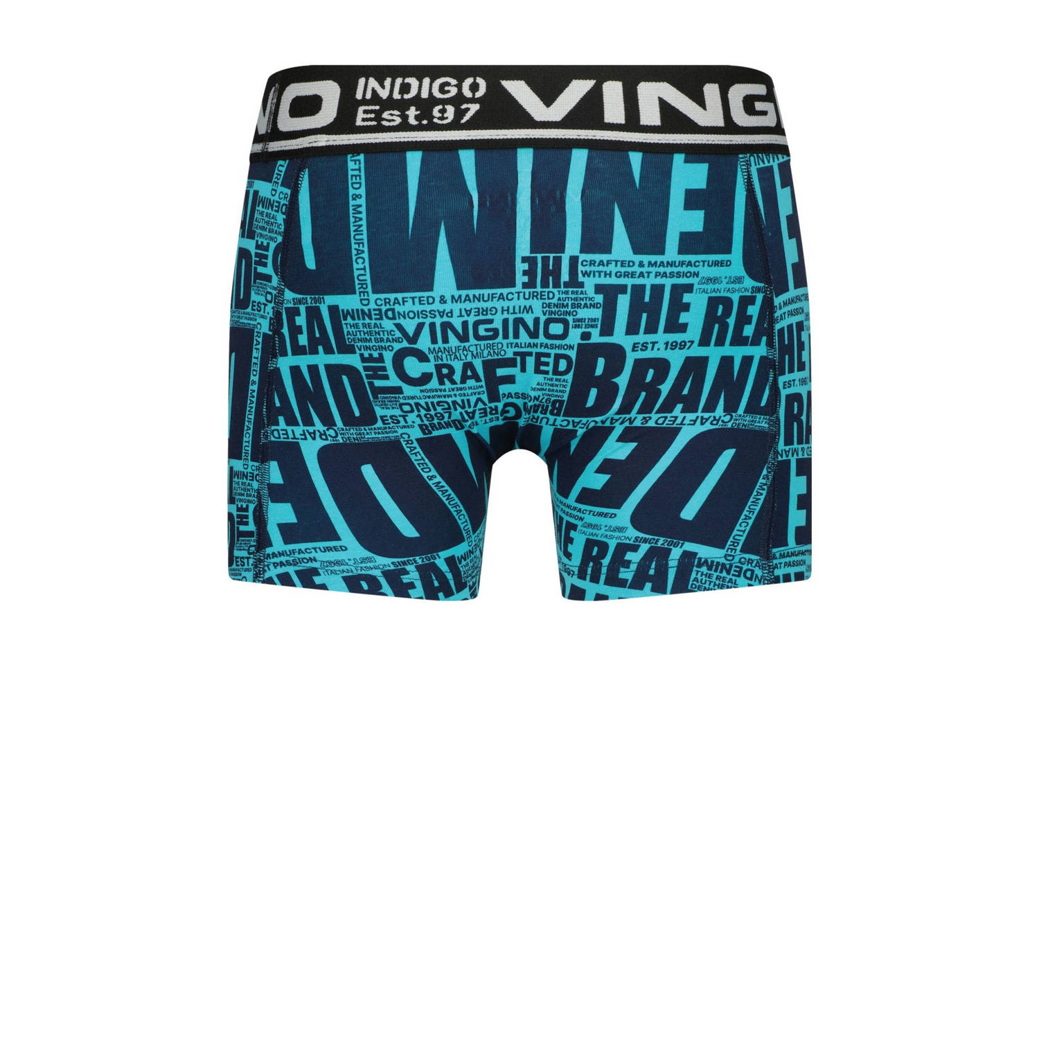 Vingino boxershort Paper Text set van 3 donkerblauw grijs melange
