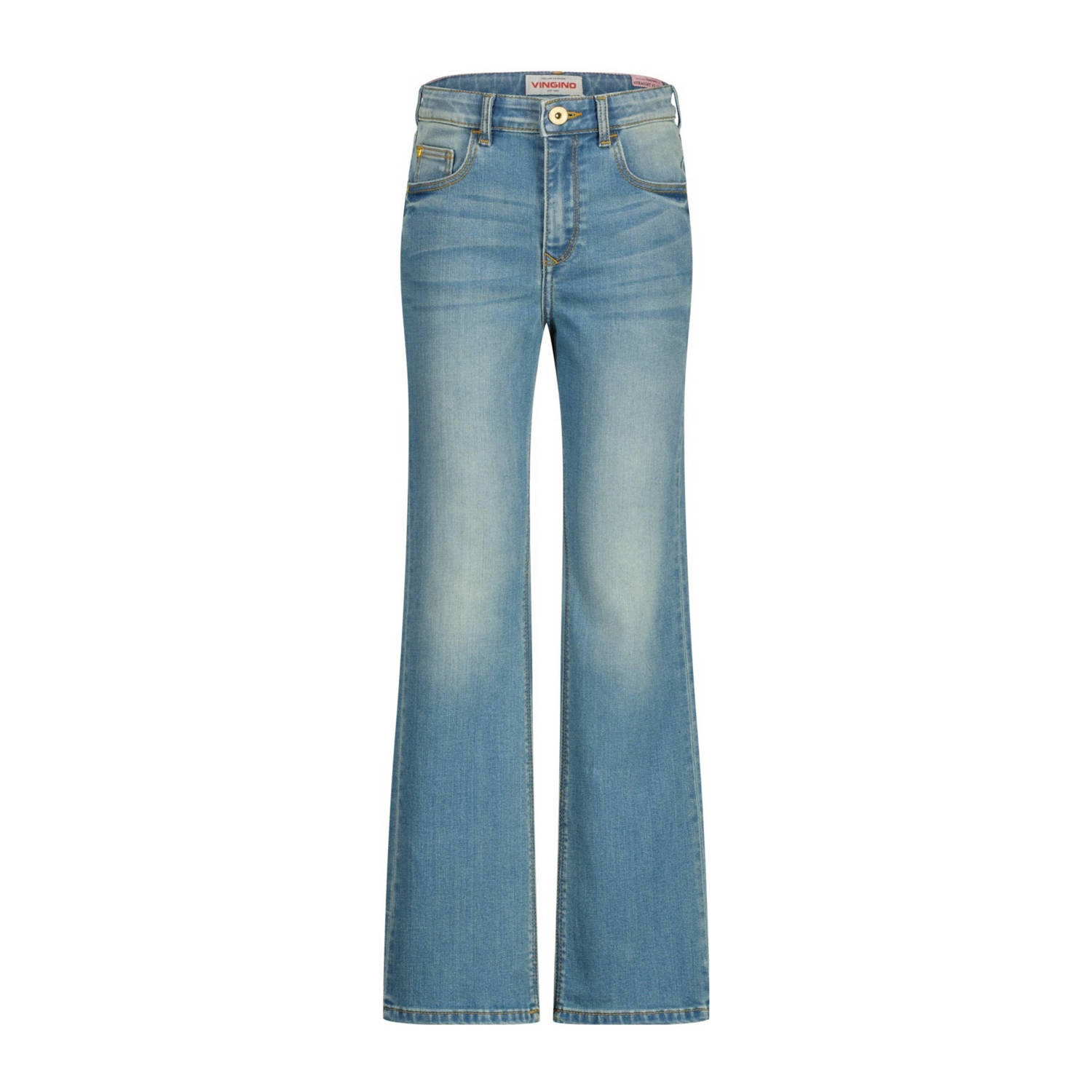 VINGINO straight fit jeans Claire tinted mid blue Blauw Meisjes Denim Effen 116