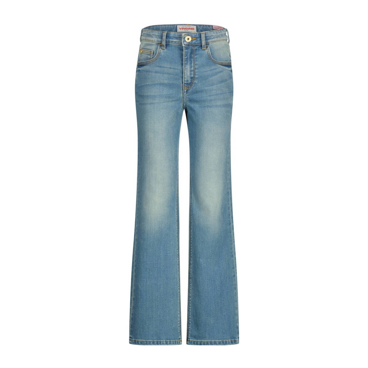 VINGINO straight fit jeans Claire tinted mid blue Blauw Meisjes Denim Effen 122