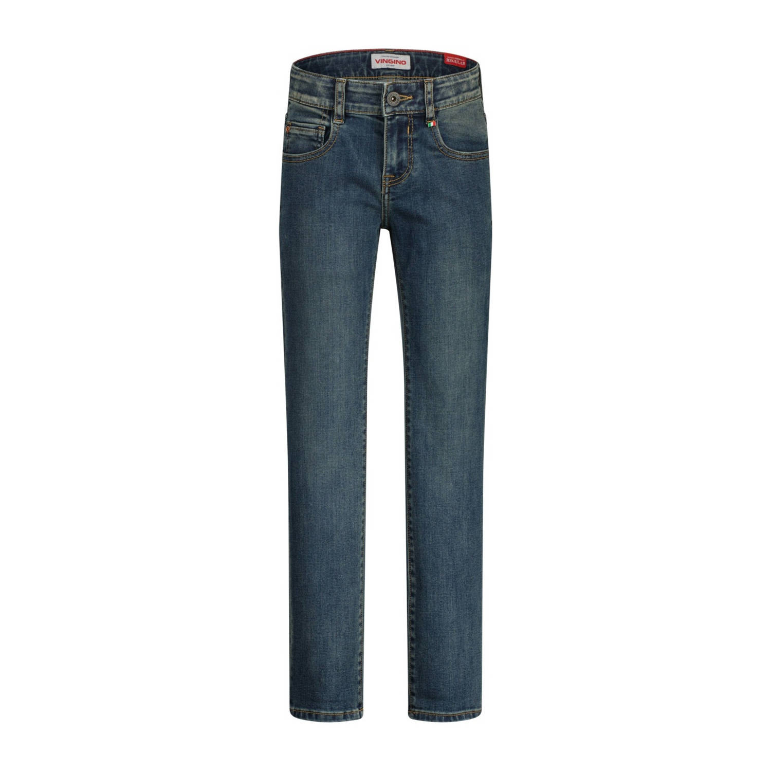 VINGINO regular fit jeans Baggio tinted mid blue Blauw Jongens Stretchdenim 116