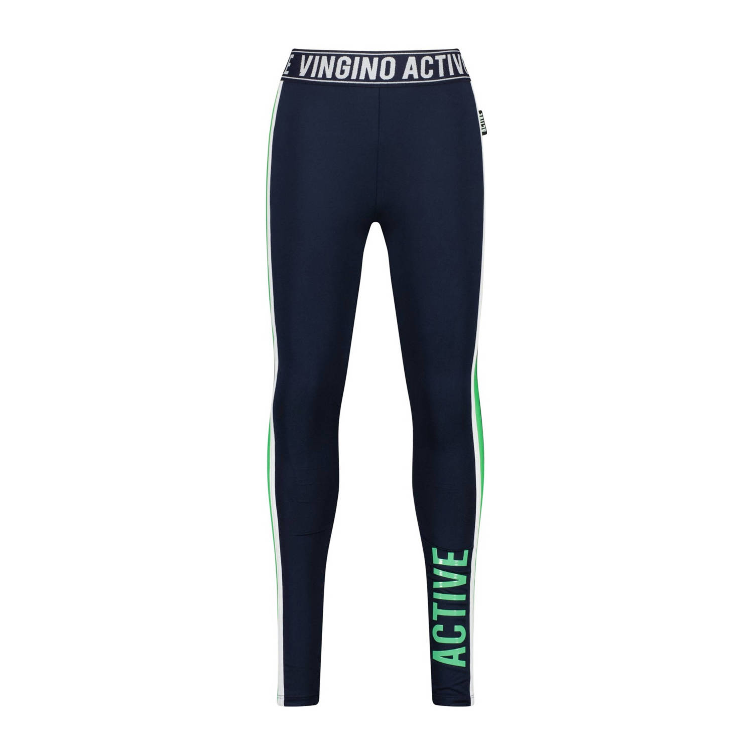 VINGINO sportlegging Shelby diep donkerblauw neon groen Sportbroek Meisjes Polyester 128