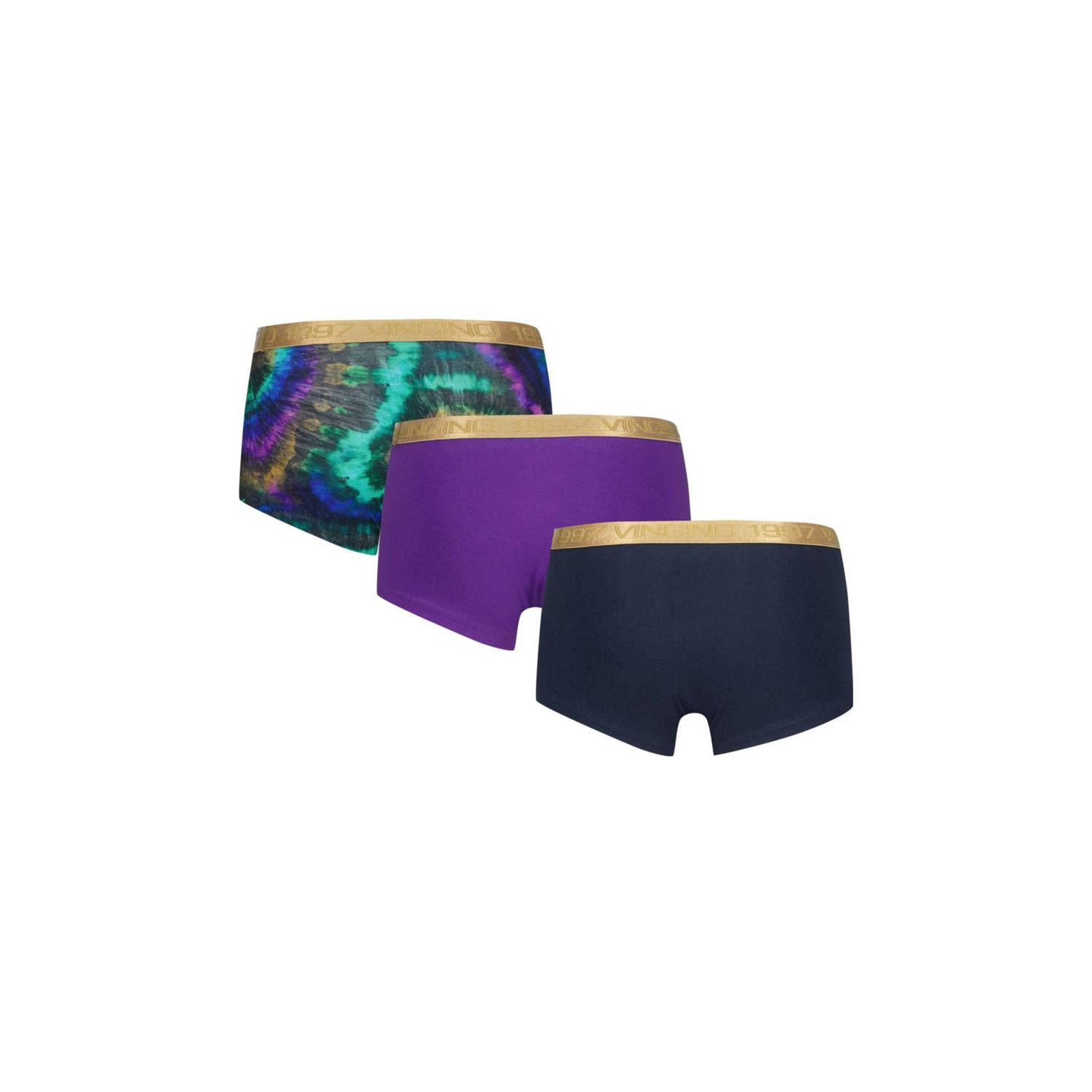 Vingino short Tie dye set van 3 zwart groen lila