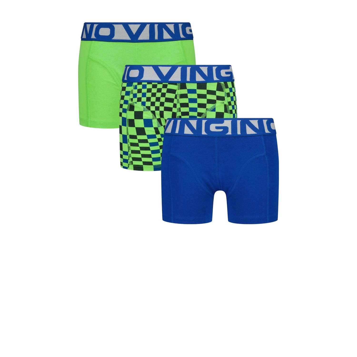 VINGINO boxershort Blue set van 3 neongroen helderblauw Jongens Stretchkatoen 110 116