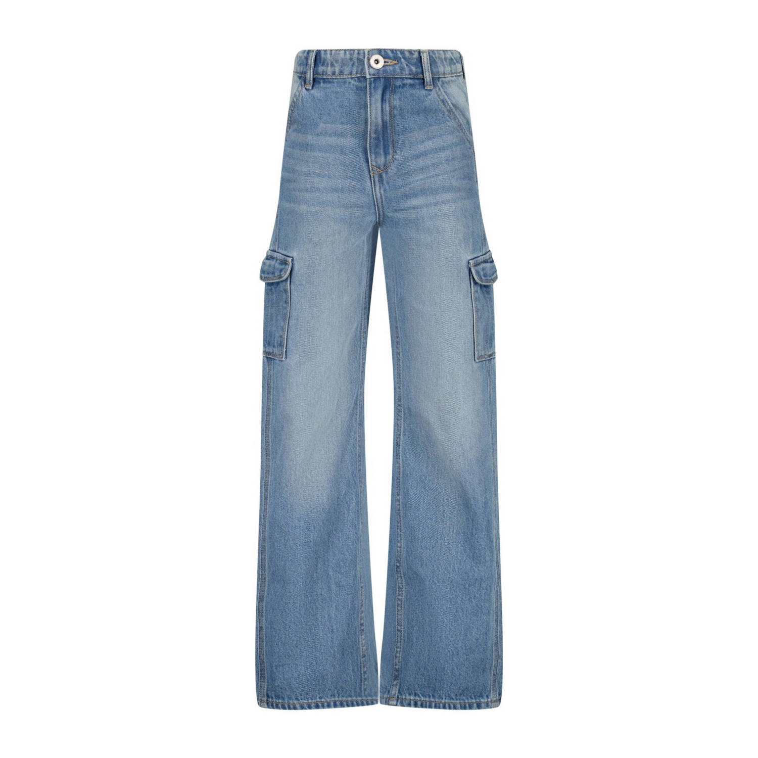 VINGINO wide leg jeans Cato Cargo light vintage Blauw Meisjes Denim Effen 134