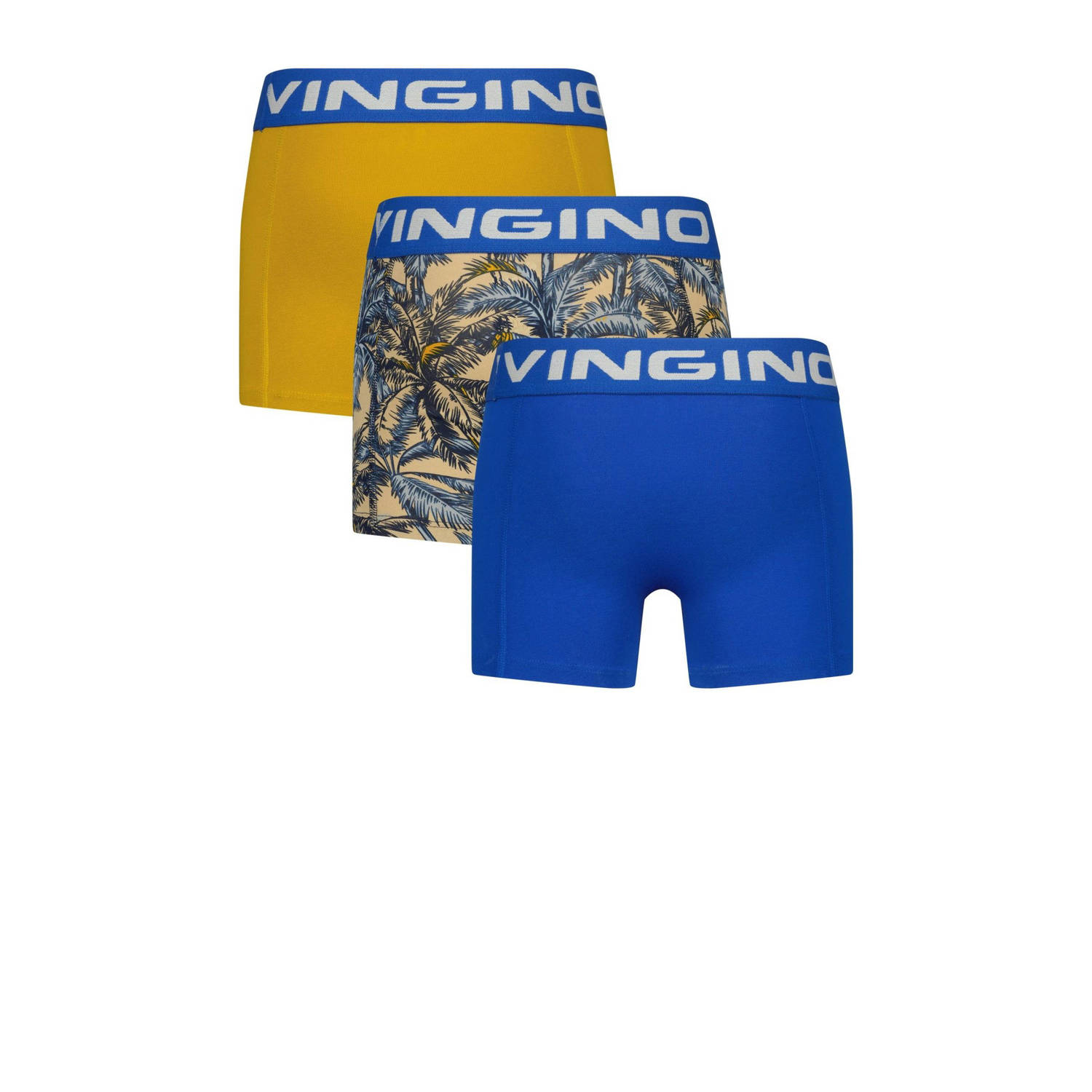 Vingino boxershort Palm blue set van 3 helderblauw blauw geel