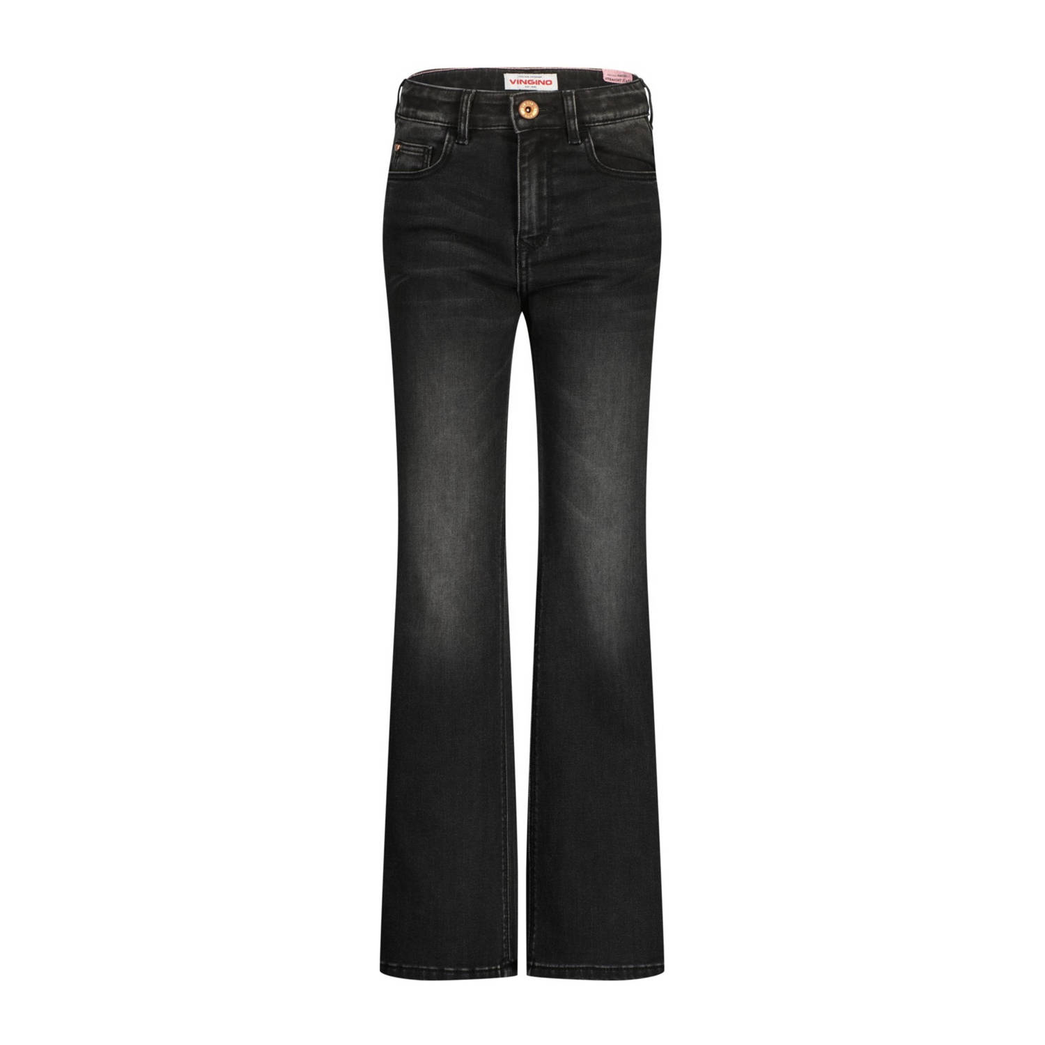 VINGINO straight fit jeans Claire black denim Zwart Effen 116