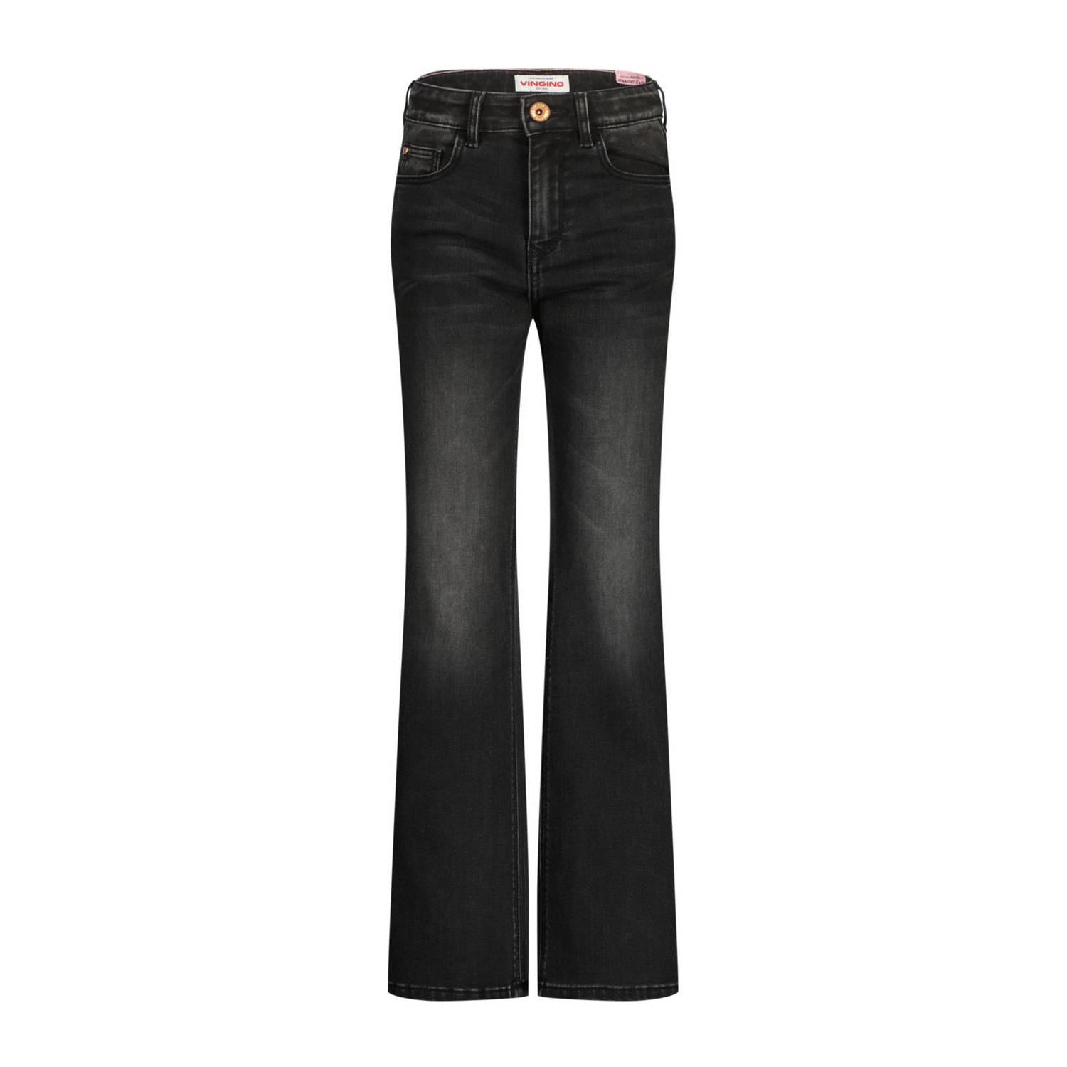 VINGINO straight fit jeans Claire black denim Zwart Effen 146