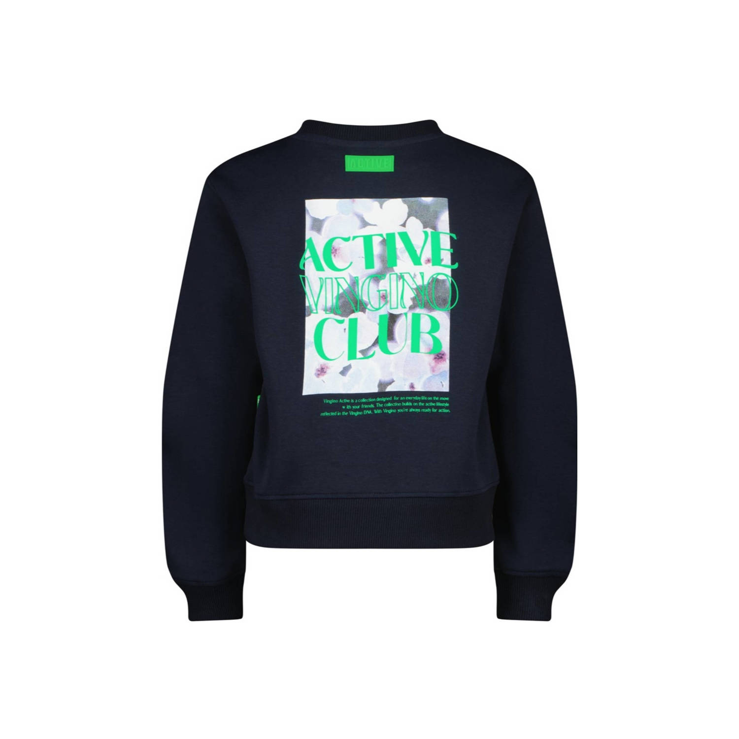Vingino sweater Nadya met backprint diep donkerblauw