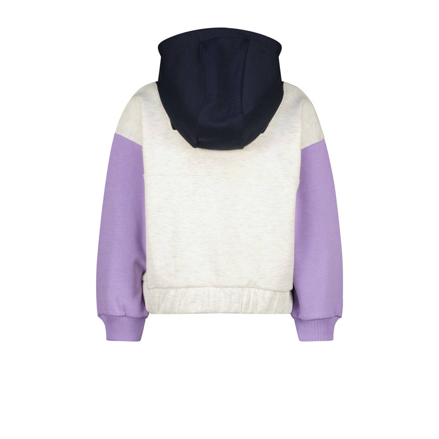 Vingino hoodie Nelke lichtgrijs melange zwart lila