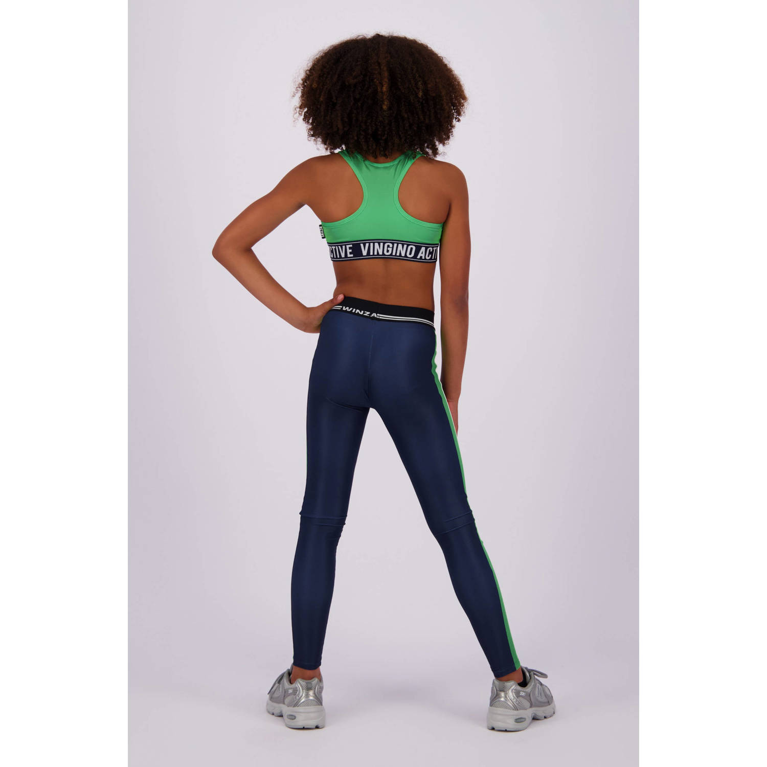Vingino sporttop Grace diep donkerblauw neongroen
