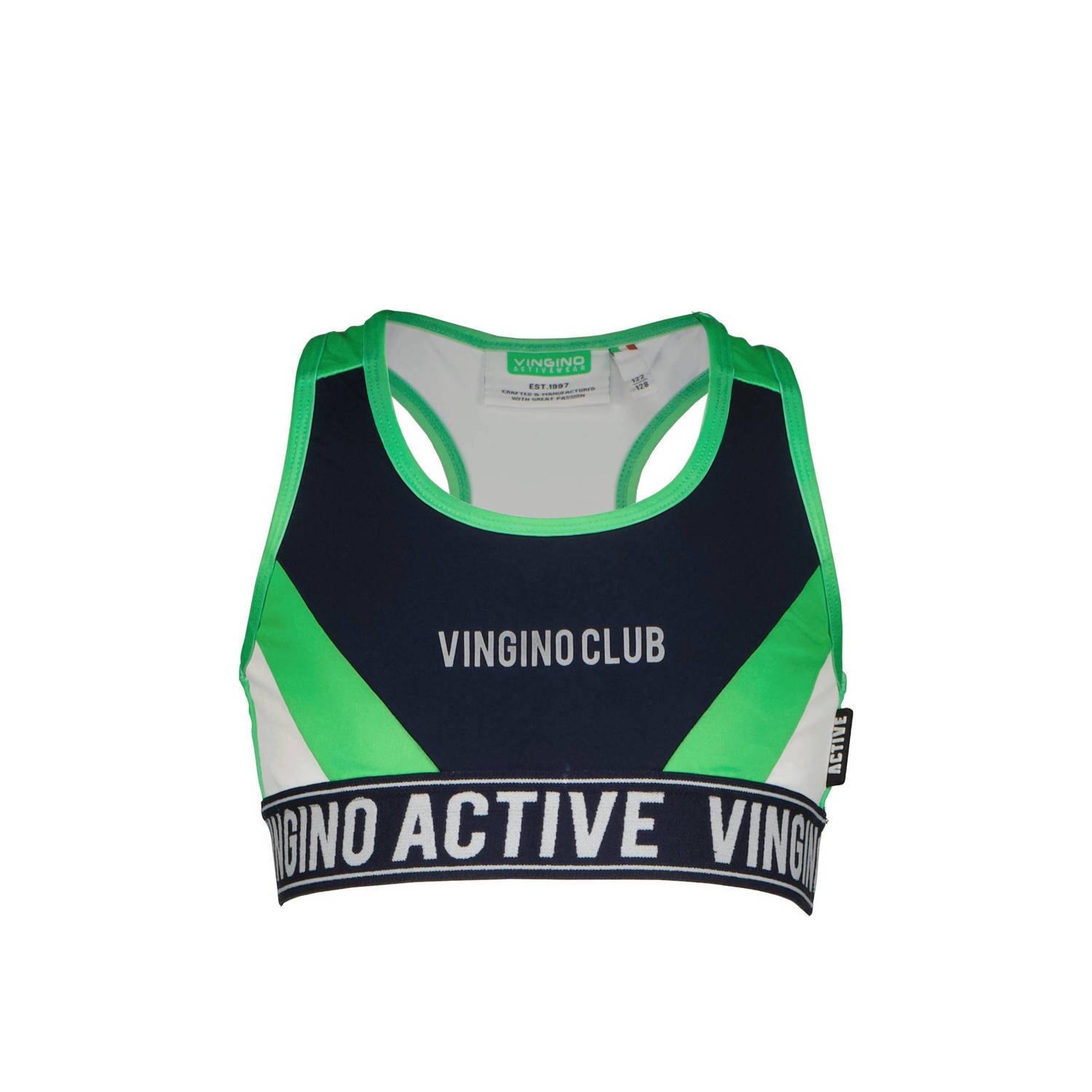 Vingino sporttop Grace diep donkerblauw neongroen