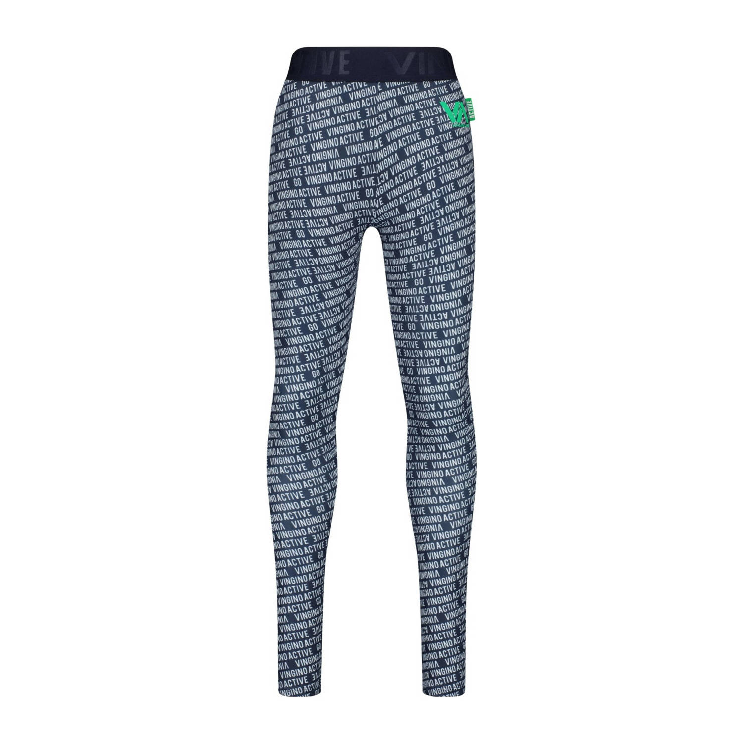 Vingino sportlegging Shelby met all over print wit donkerblauw