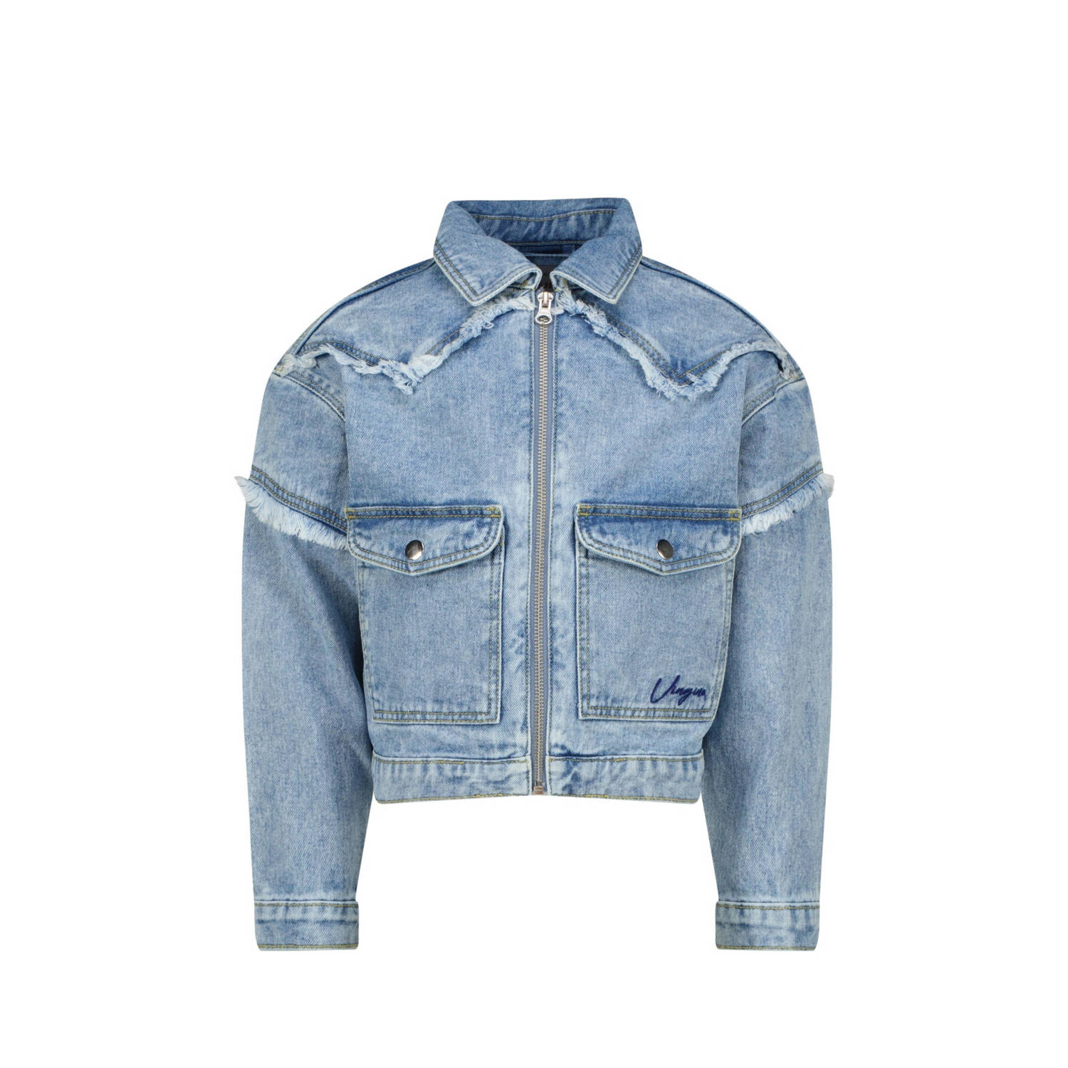 VINGINO spijkerjas Tanja light vintage Blauw Meisjes Denim Klassieke kraag 152