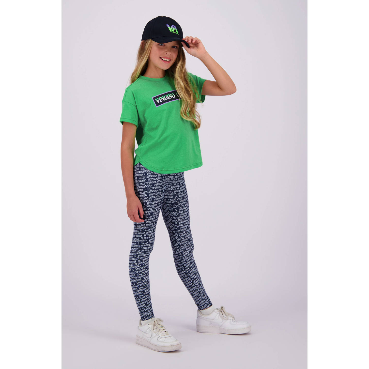 Vingino T-shirt Hailey met printopdruk neon groen