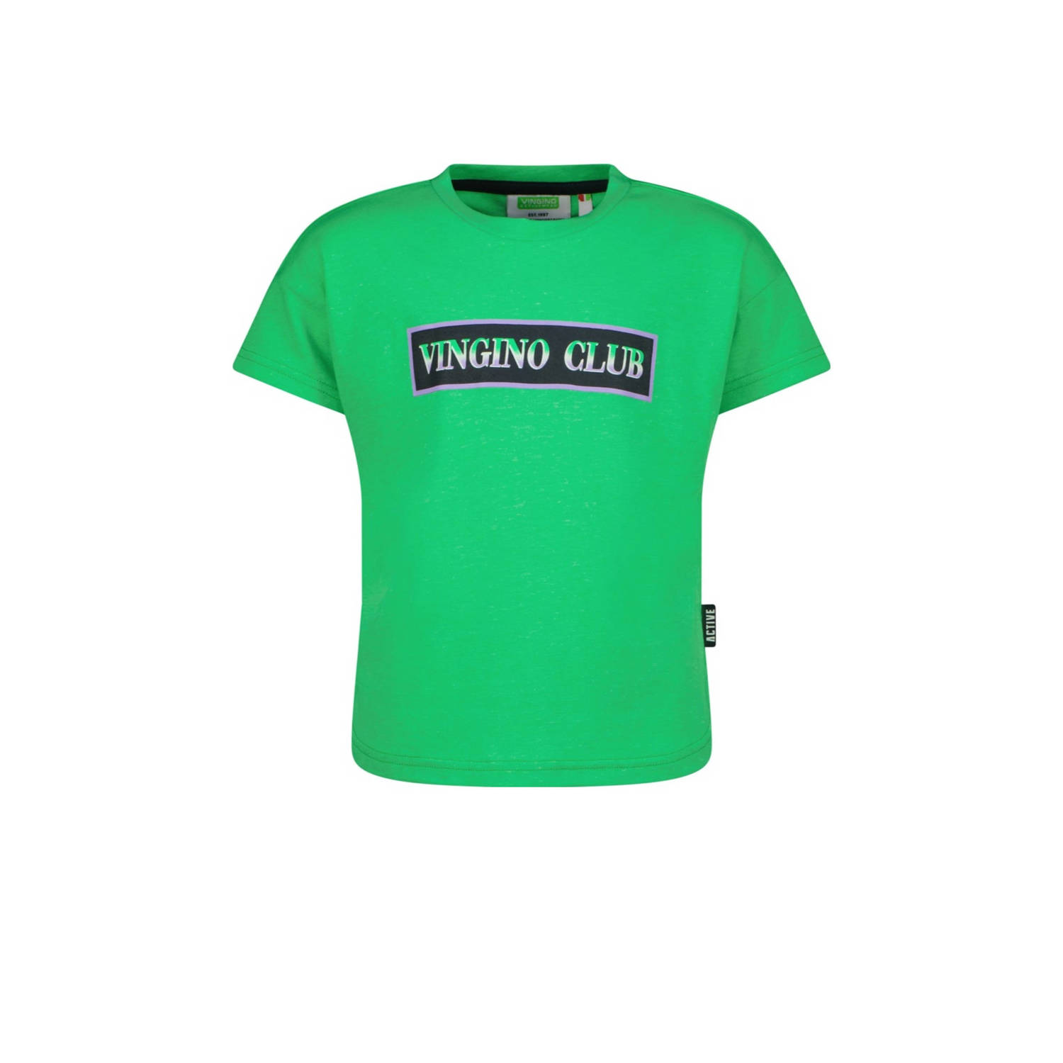 VINGINO T-shirt Hailey met printopdruk neon groen Meisjes Katoen Ronde hals 140