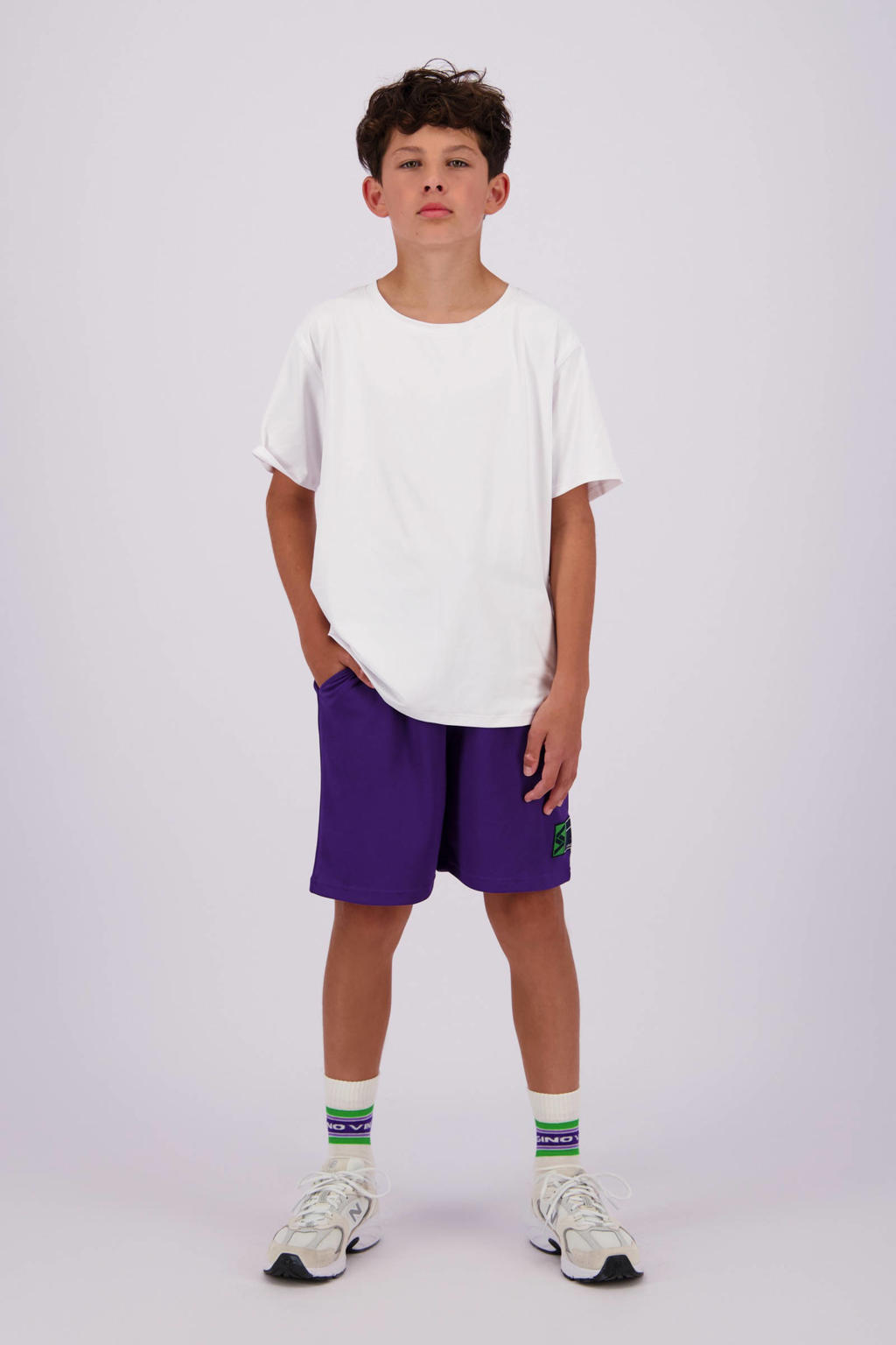 Witte jongens Vingino T-shirt Hit van polyester met korte mouwen en ronde hals
