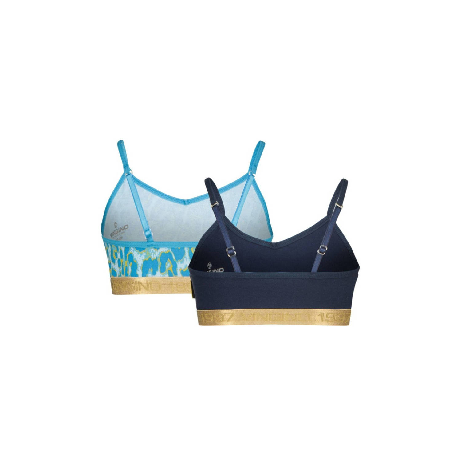 Vingino bh top Animal set van 2 lichtblauw donkerblauw