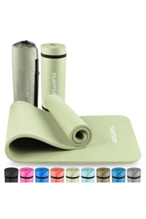 fitnessmat met draagtas 15mm lichtgroen